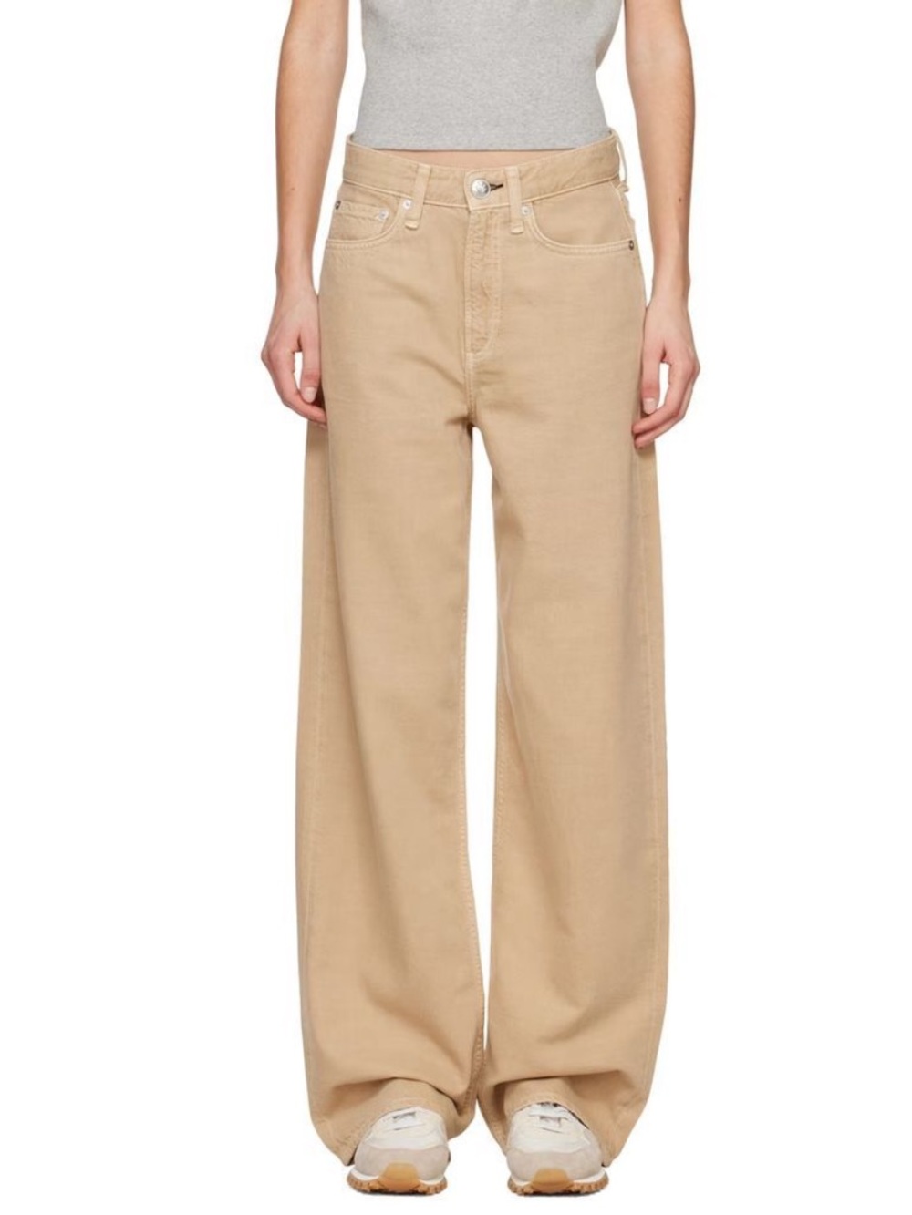 Rag & Bone Featherweight Logan Mid-Rise Wide Leg Jeans Minimalist Beige 28 - Picture 4 of 12
